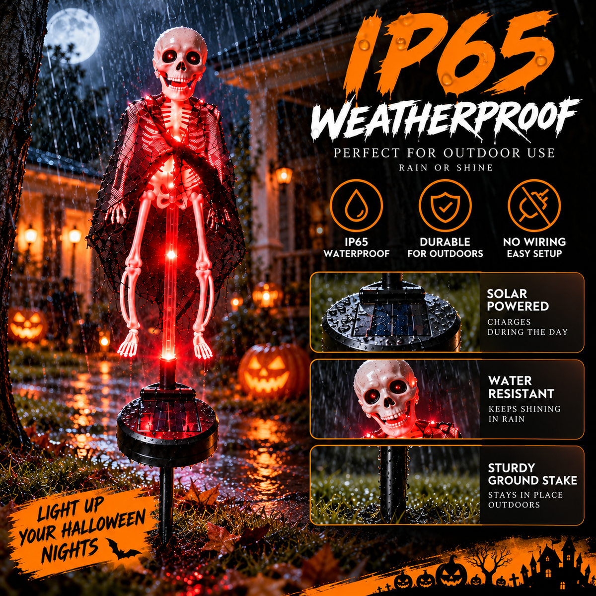 Solar Skeleton Halloween Garden Stake Light