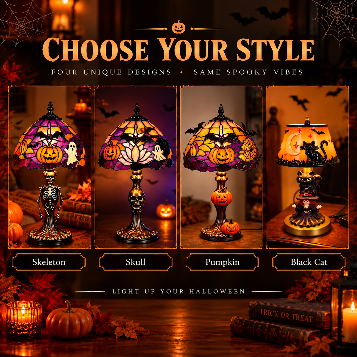 Tiffany-Style Halloween LED Table Lamp