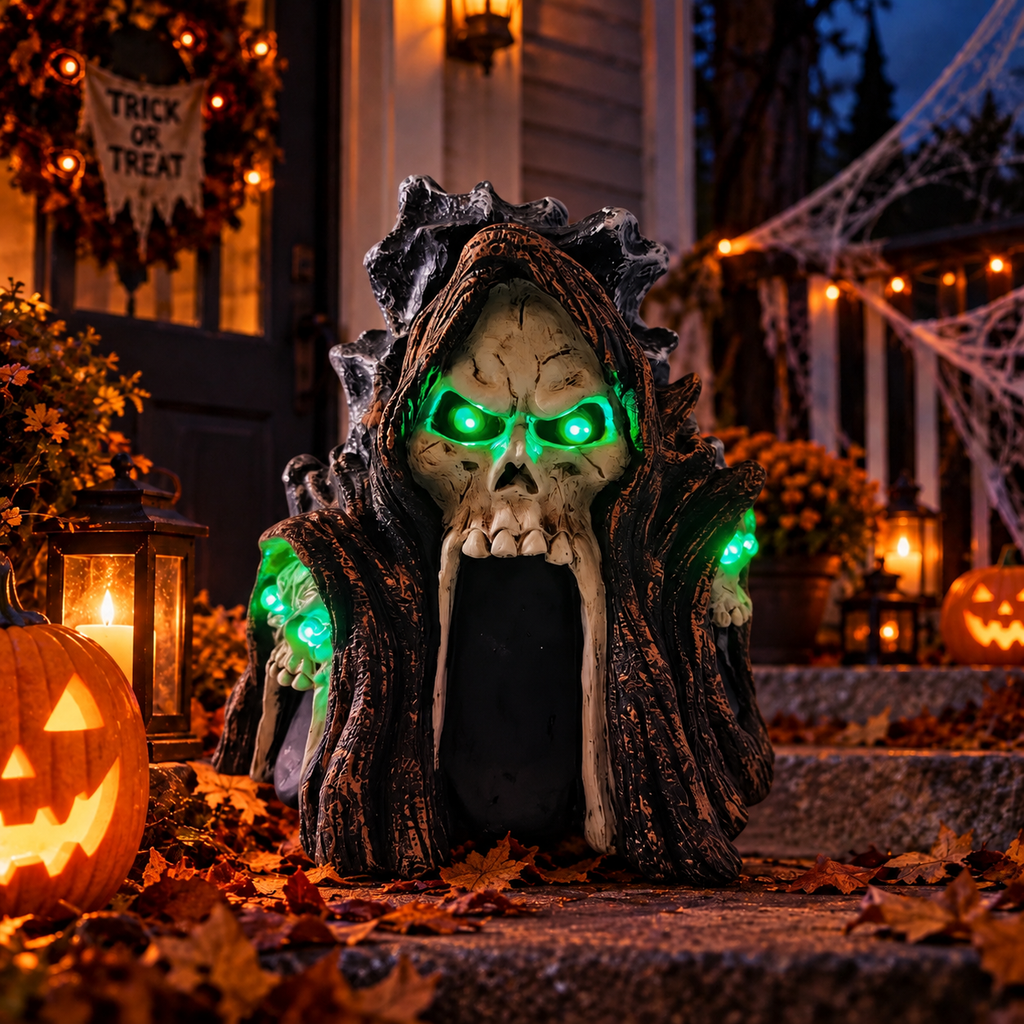 Solar Light-Up Skeleton Halloween Decor