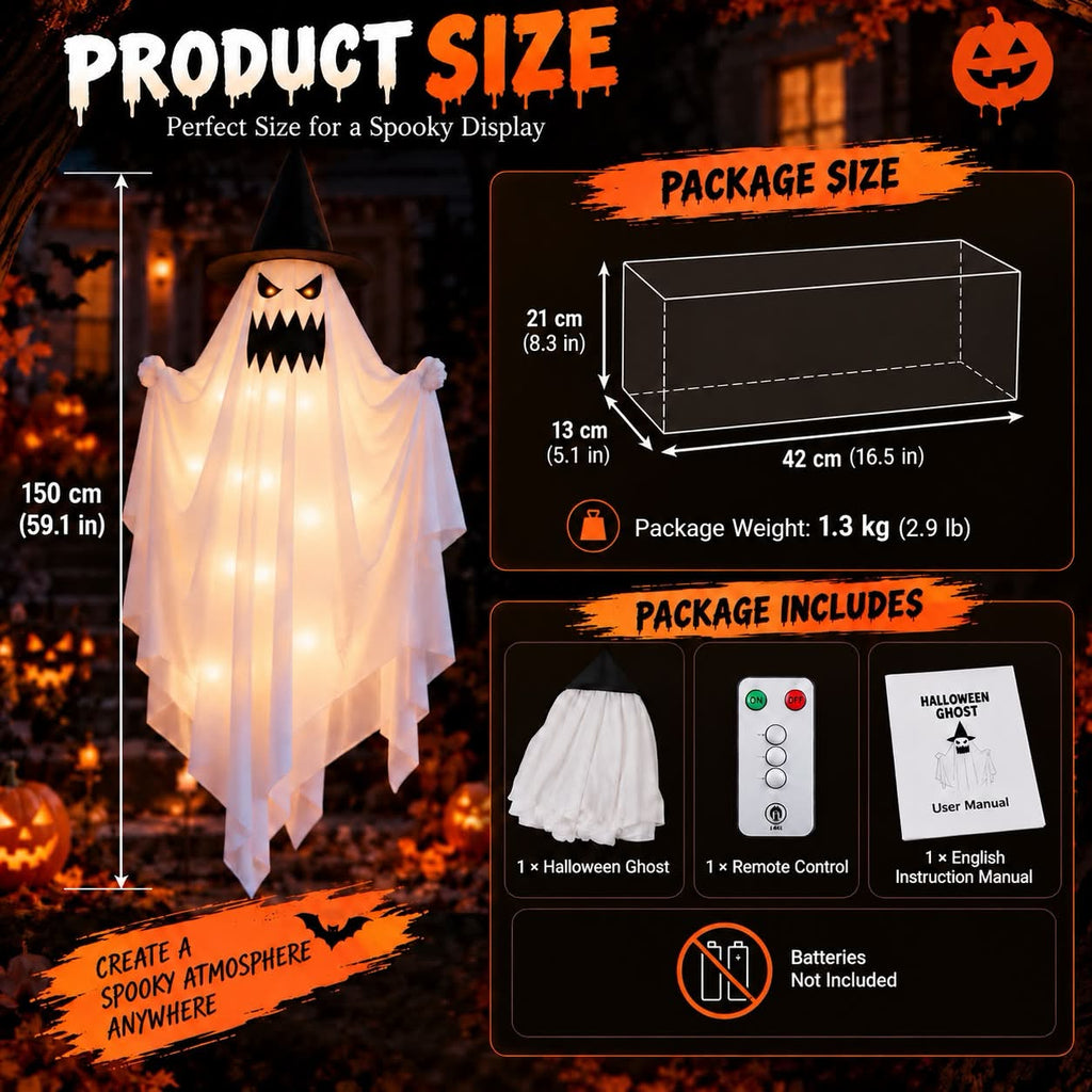 Lighted Swinging Ghost Halloween Decoration