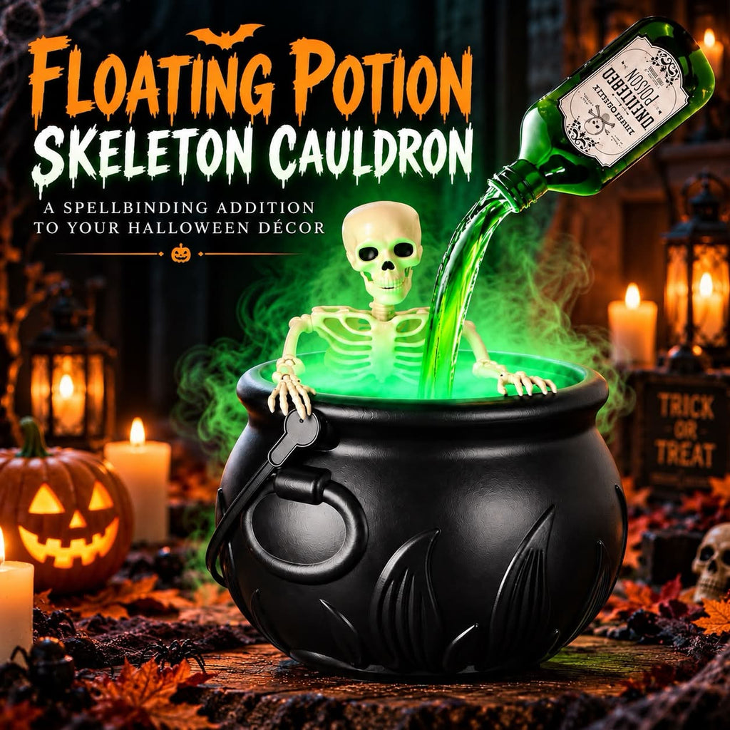 Floating Potion Skeleton Cauldron Halloween Decor