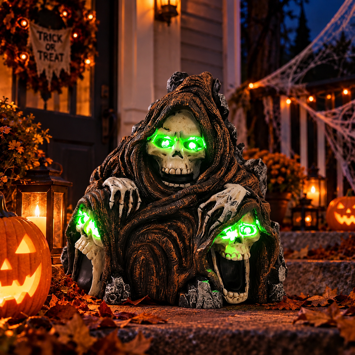 Solar Light-Up Skeleton Halloween Decor