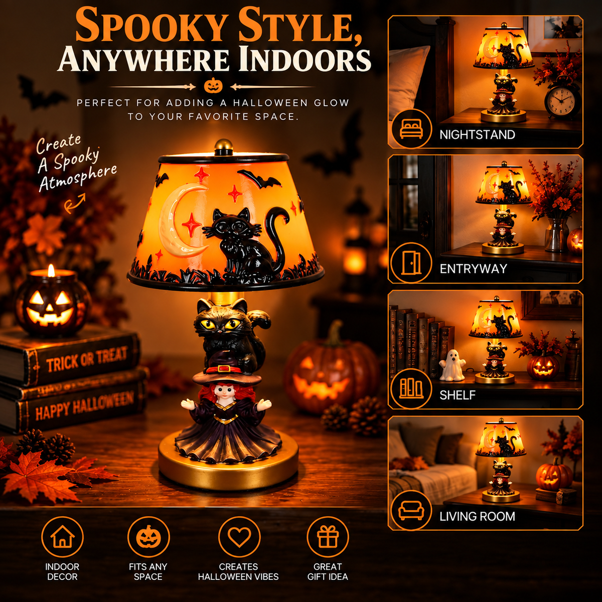 Tiffany-Style Halloween LED Table Lamp