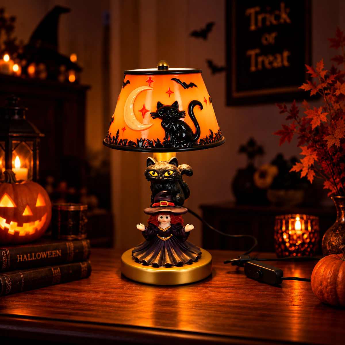 Tiffany-Style Halloween LED Table Lamp