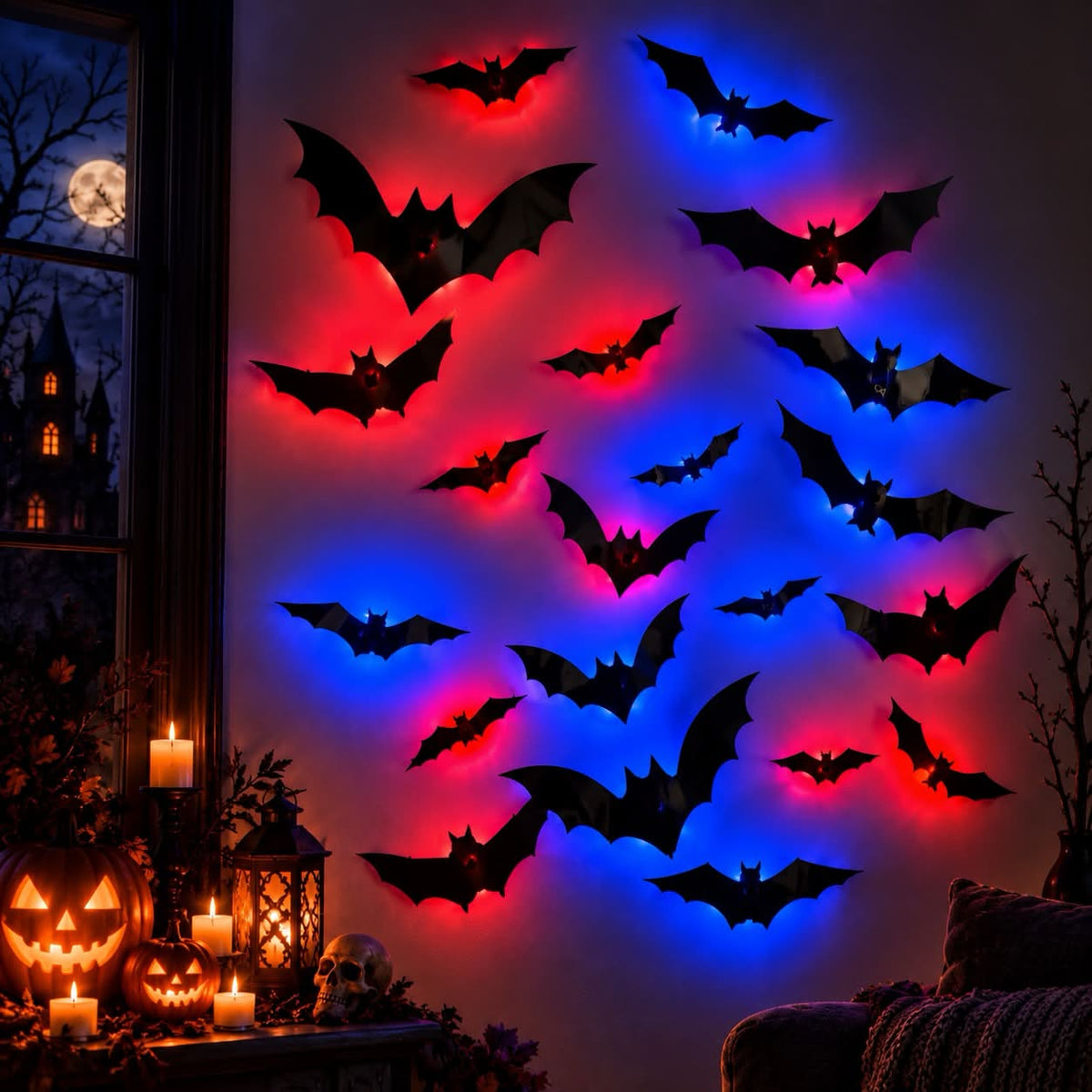 3D LED Bat Wall Decorations for Halloween