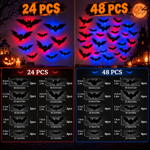 3D LED Bat Wall Decorations for Halloween