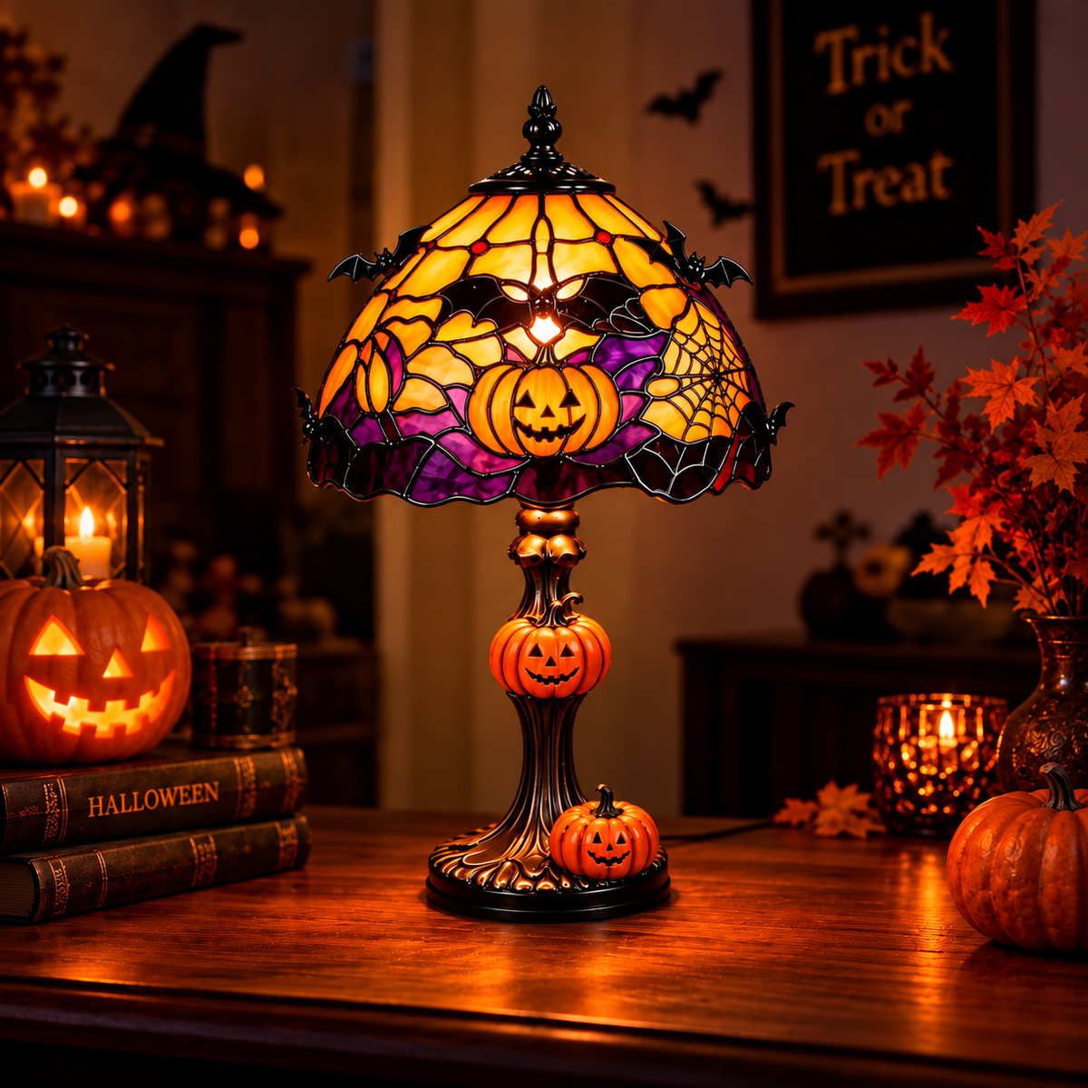 Tiffany-Style Halloween LED Table Lamp