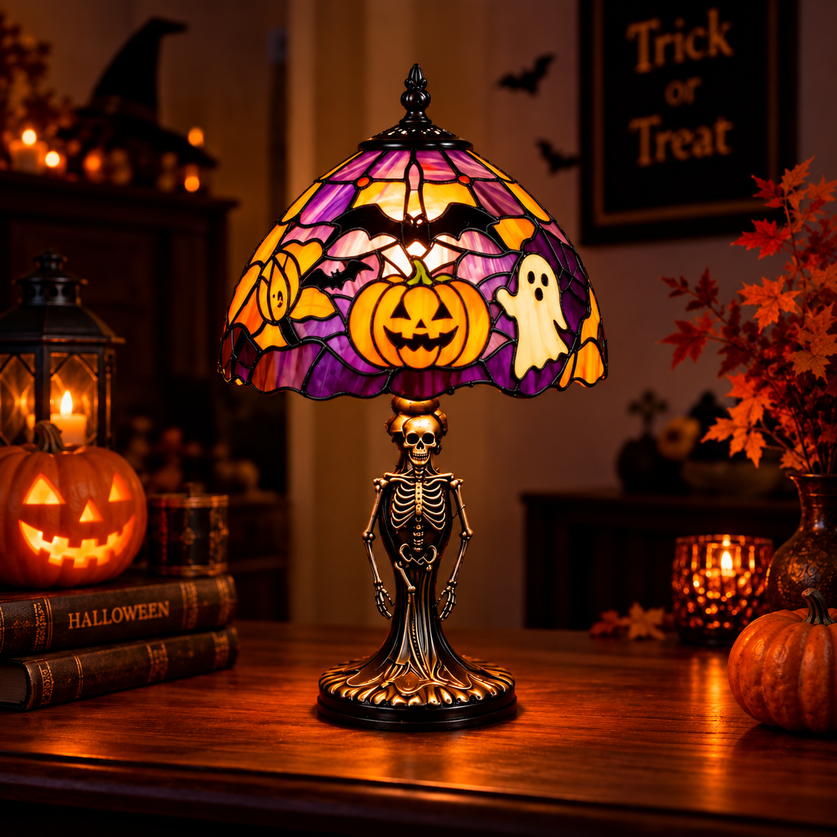 Tiffany-Style Halloween LED Table Lamp