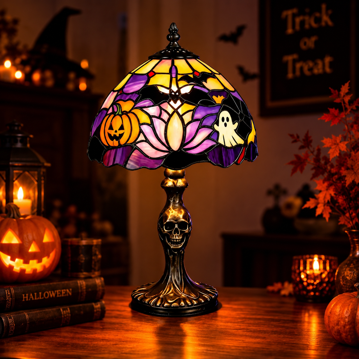 Tiffany-Style Halloween LED Table Lamp