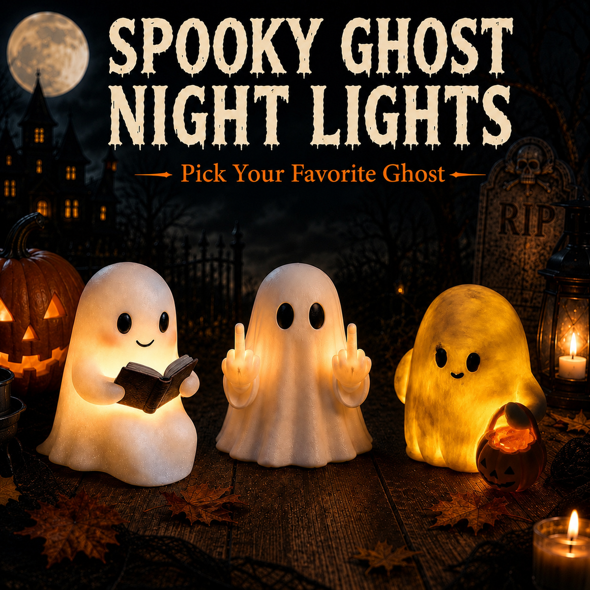 Spooky Ghost Halloween Night Light