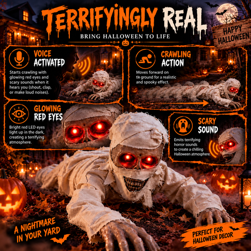 Animated Crawling Mummy Halloween Prop