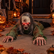 Animated Crawling Ghost with Glowing Red Eyes
