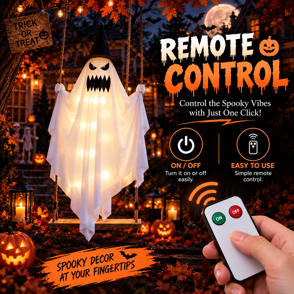 Lighted Swinging Ghost Halloween Decoration
