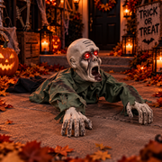 Animated Crawling Ghost with Glowing Red Eyes