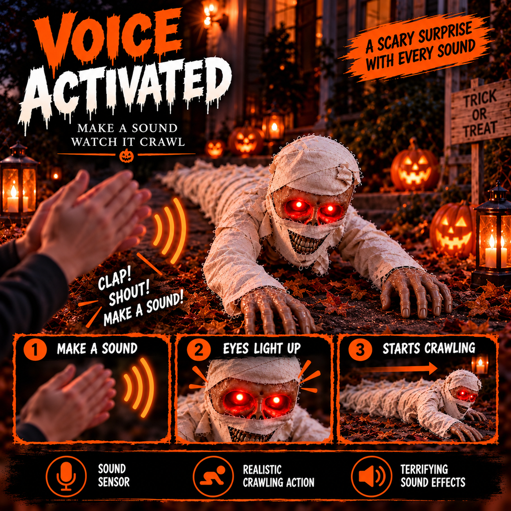 Animated Crawling Mummy Halloween Prop
